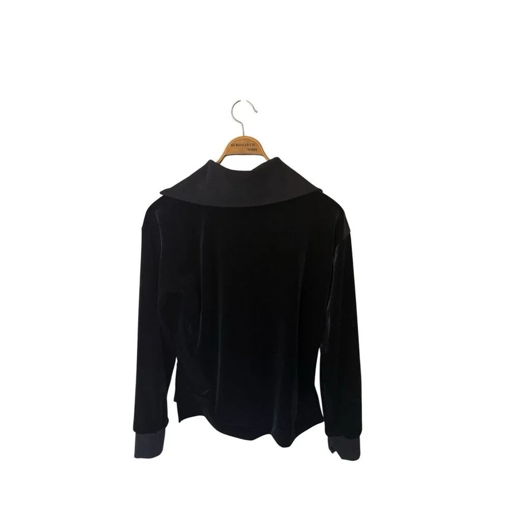 SPANX Black Velvet Half Zip Pullover Long Sleeve Jacket‎ Women’s Size Small - Picture 2 of 6